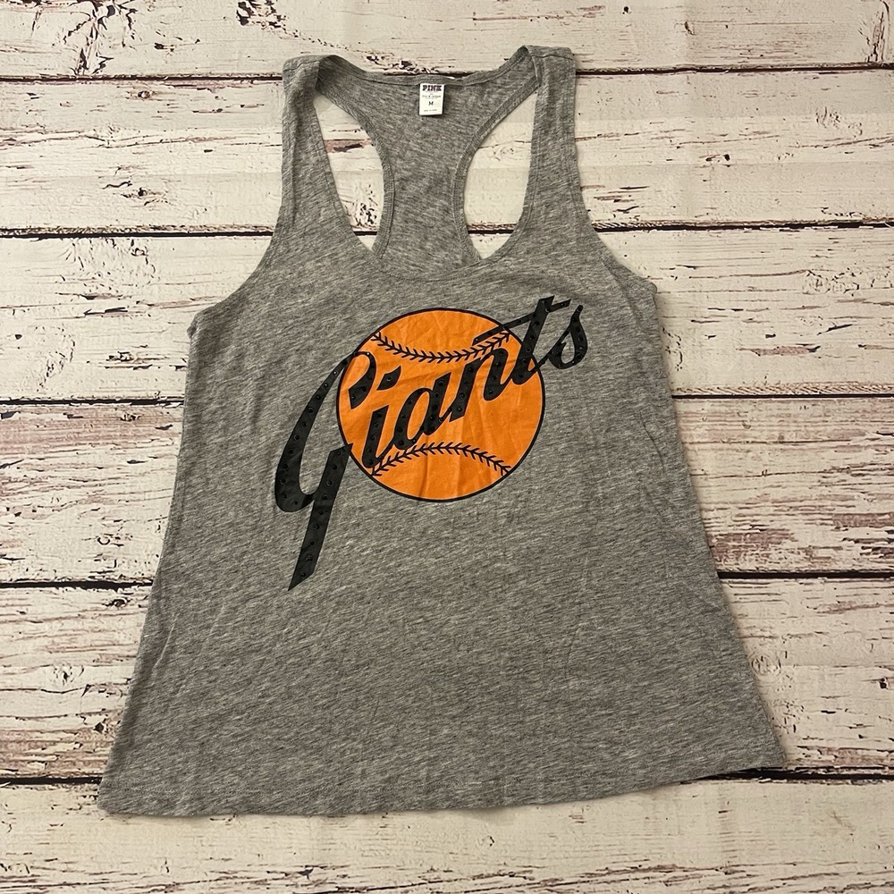 Victorias Secret PINK SF San Francisco Giants 5th & Ocean Gray Racerback‎ Tank M